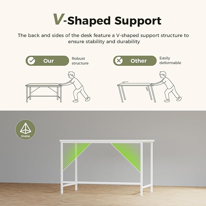 Mericonia 48 inch Computer Desk, Gaming Desk for Small Spaces, Modern Simple Style Table for Home Office, Study Student Writing Table