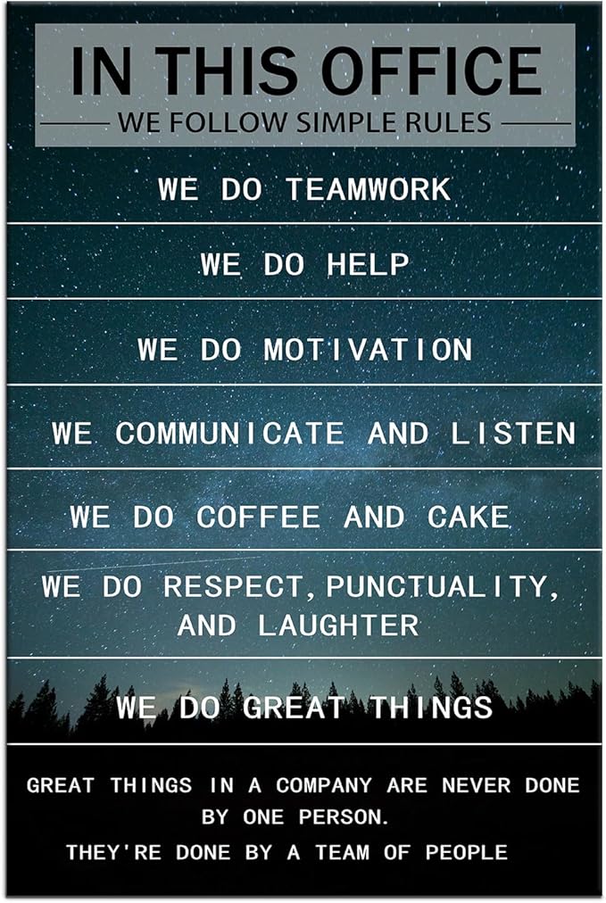Motivational Wall Art In This Office Inspirational Entrepreneur Quotes Canvas Poster Print Artwork Starry Sky Painting Picture for Home Office Decoration Framed Ready to Hang [24''Wx36''H]