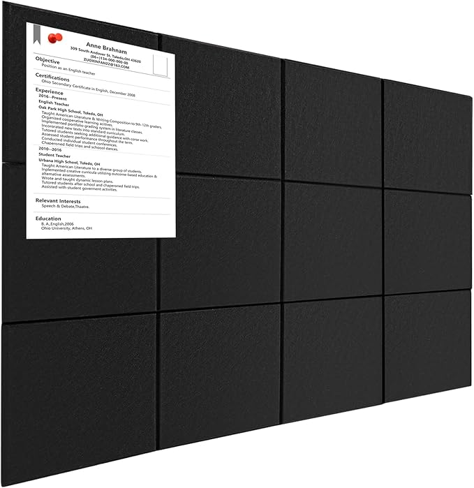 Large Bulletin Cork Boards for Walls 36" x 48", Black Bulletin Board for Office, 12 Pack Cork Felt Boards Tiles for Classroom Decor, Pin Board with Pushpins, Office Essentials