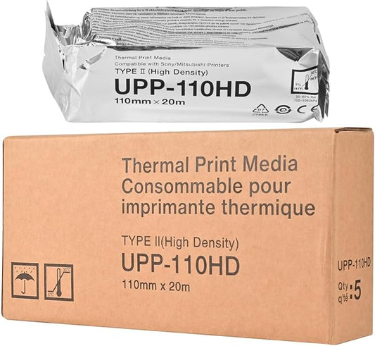 UPP-110HD Ultrasound Thermal Printer Paper, High Density, 5 Rolls