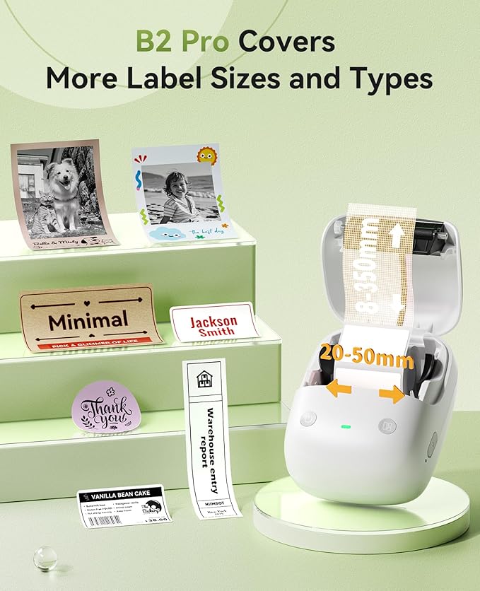NIIMBOT B2 PRO Label Maker Machine, 300DPI HD Thermal Photo Label Printer, Support Red -Black Dual Color Printing, Sticker Printer for Home, Business and Office