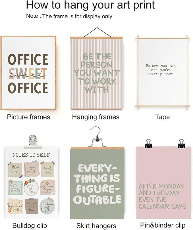 Office Inspirational Wall Art,Teamwork Motivational Wall Decor for Office,Workplace Canvas Wall Art Set of 6,Inspiring Quotes Poster Prints 12x16In Unframed