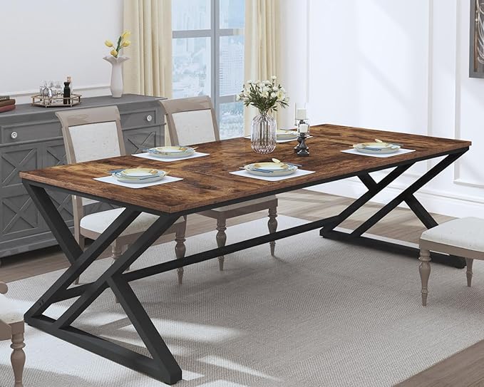 HSH Rustic 70.8" Computer Desk, Extra Large Industrial Home Office Desk, Long Modern Work Executive Pc Desk Study Writing table, Dual monitor Metal Wood Double Workstation for Two Person, Rustic Brown
