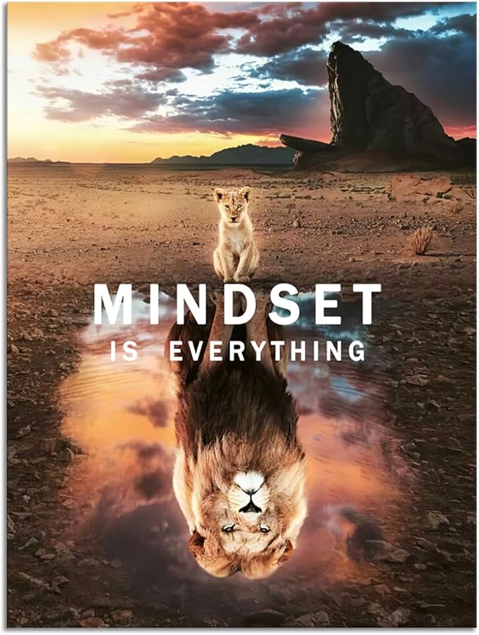 Motivational Mindset is Everything Canvas Wall Art Inspirational Entrepreneur Quotes Poster Print Artwork Painting Picture for Home Living Room Office Wall Decor Ready to Hang[30" W X 40" H]