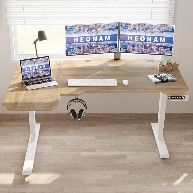 Ergonomic Electric Standing Desk 59 Inch, Height Adjustable Sit Stand Desk with Memory Keypad and Large Work Surface