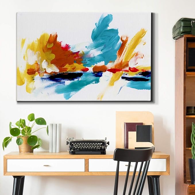 Wexford Home Landscape Wall Art Premium Gallery Wrapped Canvas Abstract Ocean Forest Modern Artwork Decoration for Living Room Kitchen Bathroom Office, Ready to Hang