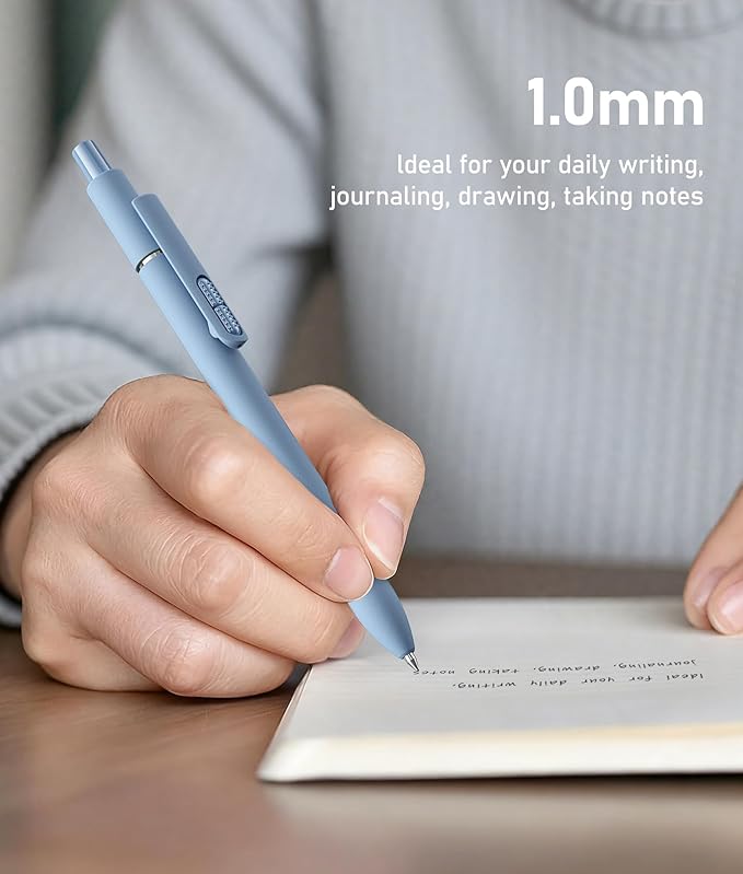 16 Pack Black Pens - 1.0mm Medium Point Ballpoint Pens | Smooth Writing Retractable Black Ink Pen for Nurses, Women, Adults, School, Office (Morandi-16pcs)