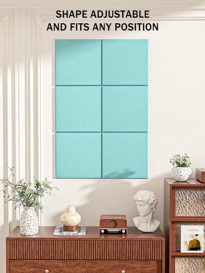Hsurbtra Large Cork Board for Wall 36 x 24 Inch, 6 Pack Felt Bulletin Notice Board with Pushpins for Office Home School Farmhouse Wall Decor, Lake Blue