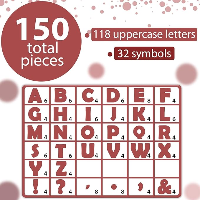 Qyeahkj 150 PCS Large 7" Font Letters and Punctuation Set, Dark Red Classroom Alphabet Cutout for Bulletin Board Display Home School Decoration, A Great Helper to Inspire Students' Learning Interest