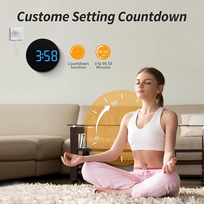 Maxstar Led Digital Wall Clock with Timer, Seconds, Temperature, Date, DST, Nightlight, Alarm Clock, 5-Level Display Brightness, Digital Clock Timer for Classroom, Bedroom, Garage, Gym,Blue
