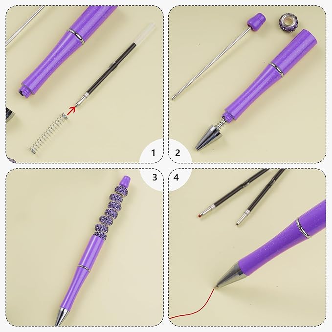 jiebor 100Pcs Beadable Pens Refills Ballpoint Pens Refills Red Ink 1.0mm for Plastic Bead Pens Office Supplies 2.44 Inch