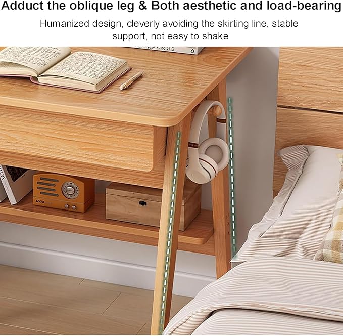 Home Office Writing Desk with Drawers, Modern Wood Table with Storage Shelves & Hooks, Computer Workstation Study Desk Writing Table Simple Zero Assembly Without Chair(24inch/60cm, Walnut)