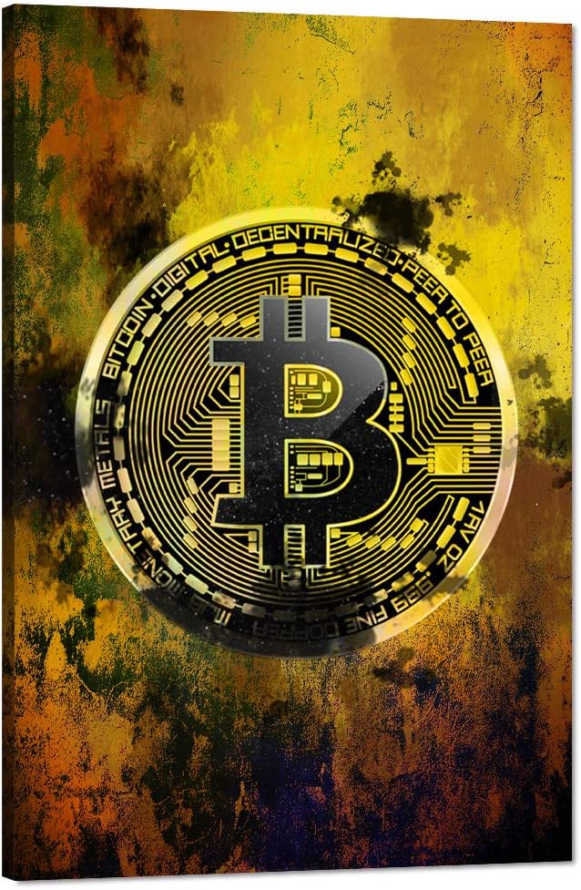 Modern Inspirational Canvas Wall Art Bitcoin Motivational Painting Hodl Crypto Btc Inspiration Motivation Posters Cryptocurrency Trader Hodler Artwork for Office Home Wall Decorations (12x16 in)