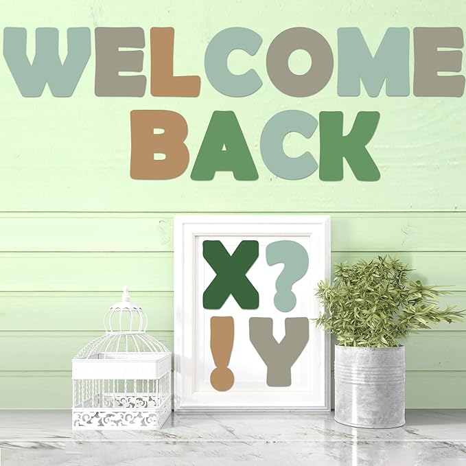 260 PCS Bulletin Board Letters for Classroom 4” Letter Combo Pack Set Sage Green Eucalyptus Classroom Decoration Alphabet Number Symbol Letter for Bulletin Board Cutout Card for Classroom Decor