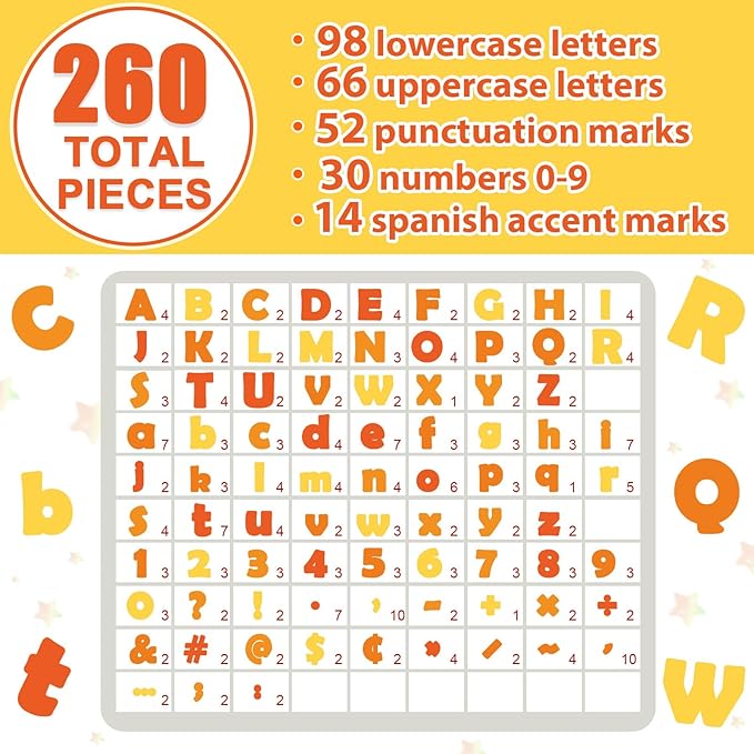 260 PCS Fall Bulletin Board Letters for Classroom 4” Letters Combo Pack Set Autumn Orange Classroom Decorations Alphabet Numbers Symbols Letters for Bulletin Board Cutouts Card for Classrooms Decor