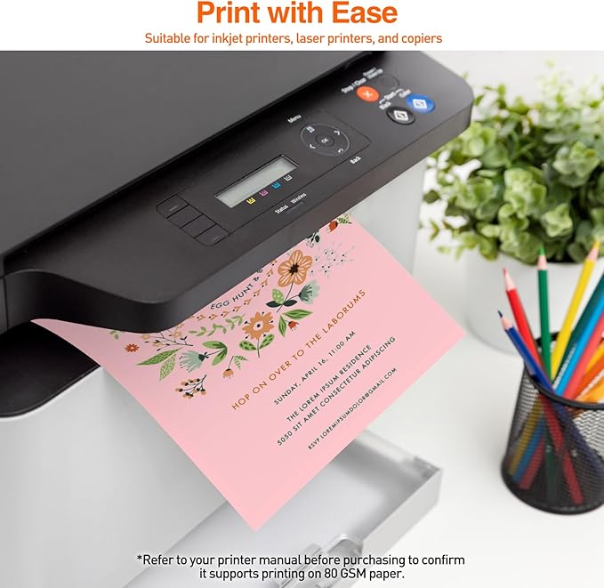 MAXECHO 8.5" x 11" Bulk Colored Copy & Print Paper, 200 Sheets 10 Assorted Colors Printer Paper Computer Paper Suitable for Origami, Crafts, DIY Projects, 80 GSM
