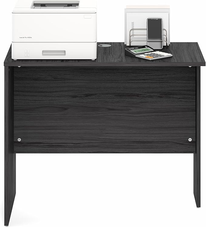 Furinno Roger Office Desk Return, 35 Inch Rectangular Desk Return for Executive Desk, Reversible Return with Cord Grommet, Scratchproof and Water-Resistant, for Home Study, Office, Coastal Grey
