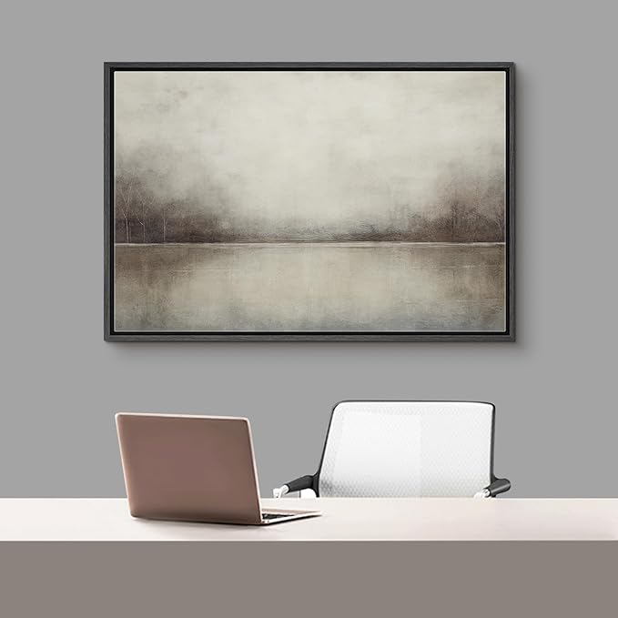 SIGNFORD Framed Canvas Print Wall Art Abstract Landscape Wilderness Impressionism Traditional Scenic for Living Room, Bedroom, Office - 16"x24" Black