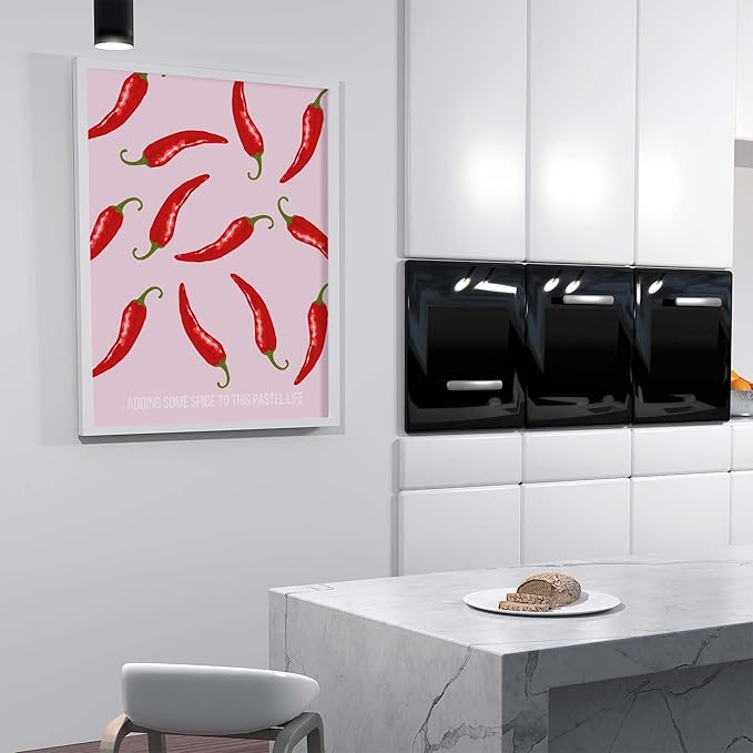ALPINE INK CO. Red Chili Pepper Pattern Satin Poster - Playful Spicy Food Illustration Art - Modern Kitchen Graphic Design - Fun Colorful Wall Decor - Home Dining Accent - 18x24 Unframed Satin Print