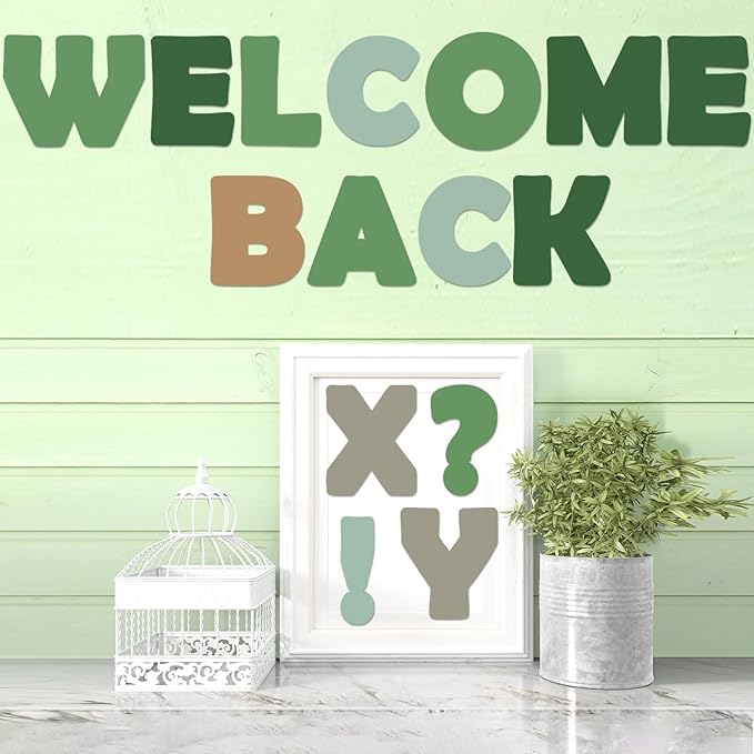 150 PCS Large 7" Bulletin Board Letters Set, Sage Green Eucalyptus Classroom Alphabet Cutout Letter for Bulletin Board Display Home School, A Great Helper to Inspire Students' Learning Interest