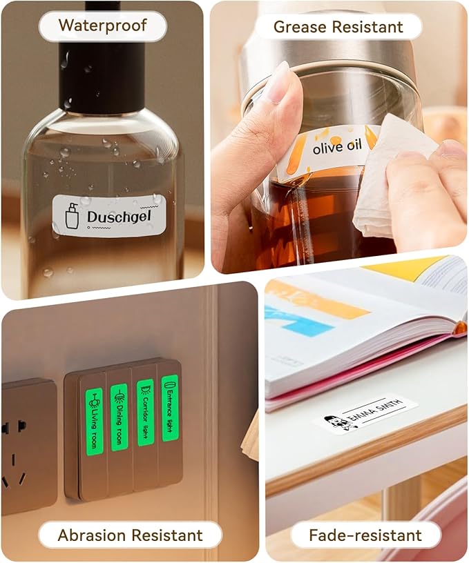 NIIMBOT Label Maker Machine Bluetooth Label Printer for School Home Office Organization, Wireless Mini Labeler D110 Upgraded Version, Label Machine with 6 Roll 12X75mm Label Tapes, White