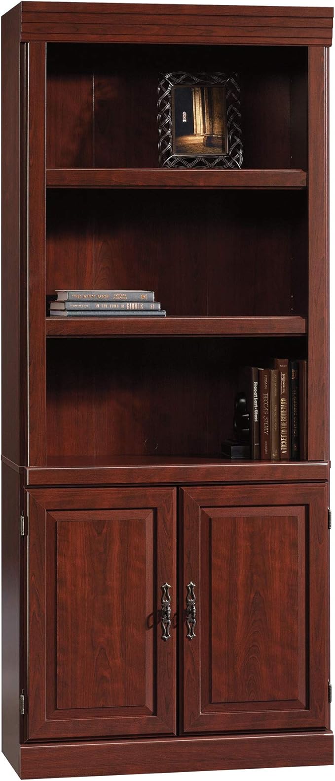 Sauder Heritage Hill Library With Doors/ Book shelf, Classic Cherry finish