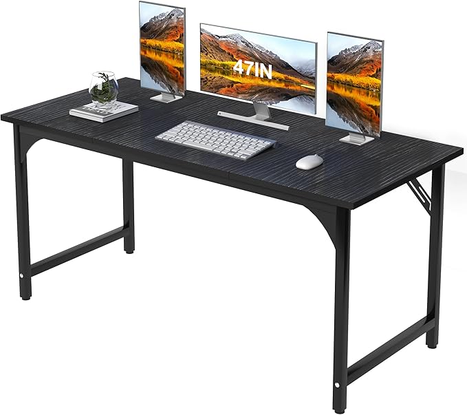 47 X 23.6 inch Computer Desk, Office Desk with Deeper & Thicker Desktop, Modern Simple Study Table with Sturdy Metal Frame & Large Legroom, Study Writing Work Desk for Home Office, Bedroom