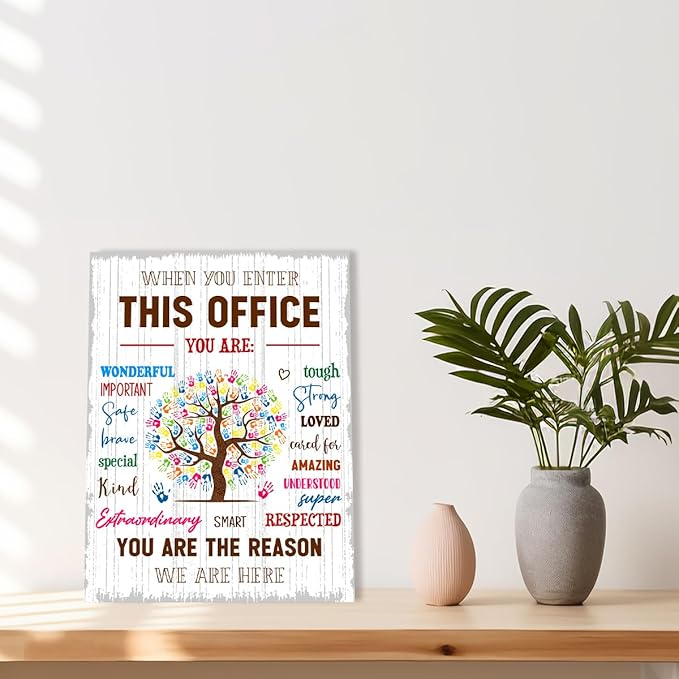 In This Office Wall Decor,Positive Teamwork Quote Wall Art Canvas Framed for Workplace Office Wall Decor 12 x 15 in