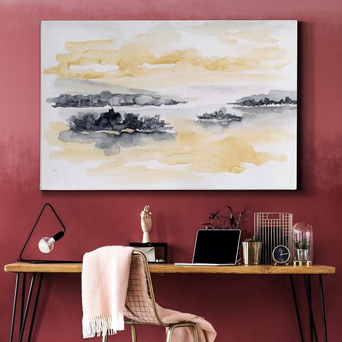 Landscape Wall Art Premium Gallery Wrapped Canvas Abstract Ocean Forest Modern Artwork Decoration for Living Room Kitchen Bathroom Office, Ready to Hang