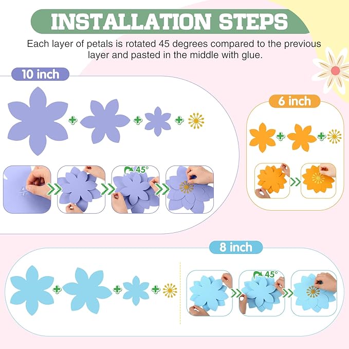 18 Pcs Paper Flowers Decor for Wall DIY Flower Bulletin Board 3D Spring Fiesta Mexican Paper Floral Decoration for Photo Backdrop Classroom Back to School Party(Lotus-Shaped,Bright)