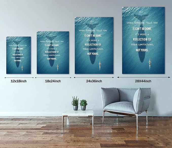 Inspirational Wall Art Creative Ocean Challenge Limitation Pictures Motivational Entrepreneur Quote Painting on Canvas Modern Motto Posters Prints Artwork Decor for Living Room Office (28" Wx44 H)