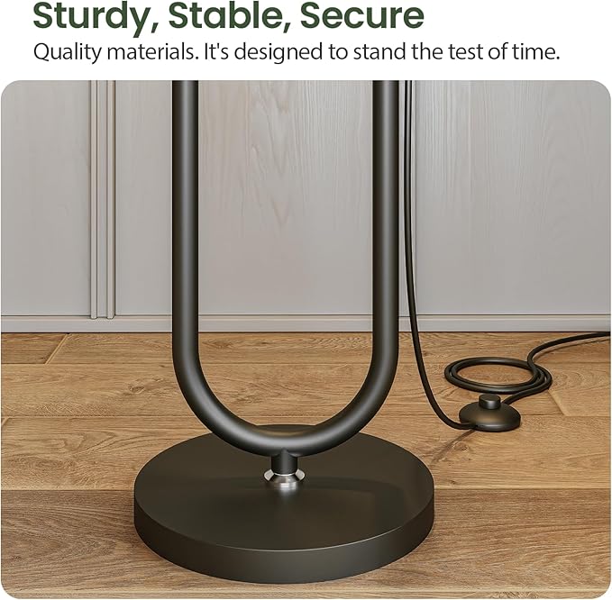 62.9" Floor Lamp with Table Brown, White Lampshade Vintage Standing Lamp with Tray Foot Switch, 3 Color Temperatures LED Bulb Included, for Living Room, Bedroom