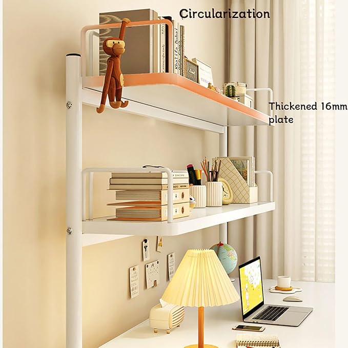 BK&MF Simple Computer Desk with Storage Shelf,Modern Writing Gaming Desk Stable Work Study Desk 2-Tier Design Space Saving for Home Office,A,80CM