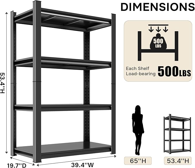 Bookshelf, 4 Tier Bookshelves, Tall Book Shelf For CDs/Movies/Books, Bookcase Shelf Storage Organizer, Metal Book Shelf For Bedroom/Living Room/Home, Modern Light Brown (54.3"H*39.4"W*19.7"D)