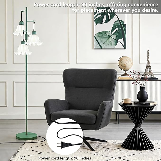 Lightdot 67IN 3-Light Flower Floor Lamp for Living Room, Dimmable Green Tree Floor Lamps with Acrylic Shade for Wedding/Party, Floral Tall Lamp for Bedroom/Sofa Beside/Corner Decor(Bulb Included)