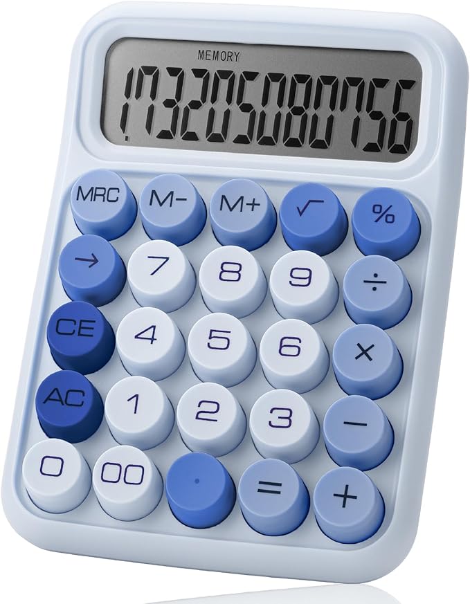 Mr. Pen- Mechanical Switch Calculator, 12 Digits Large LCD Display, Sky Blue Calculator Big Buttons