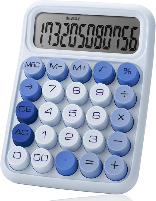 Mr. Pen- Mechanical Switch Calculator, 12 Digits Large LCD Display, Sky Blue Calculator Big Buttons