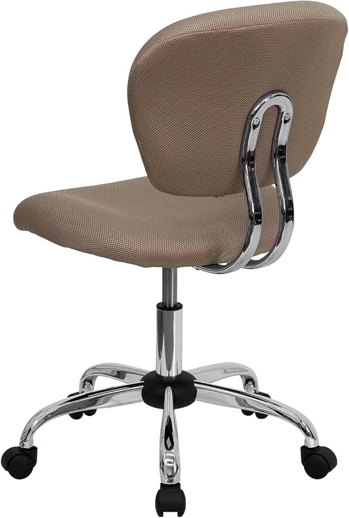 Flash Furniture Beverly Mid-Back Coffee Brown Mesh Padded Swivel Task Office Chair with Chrome Base