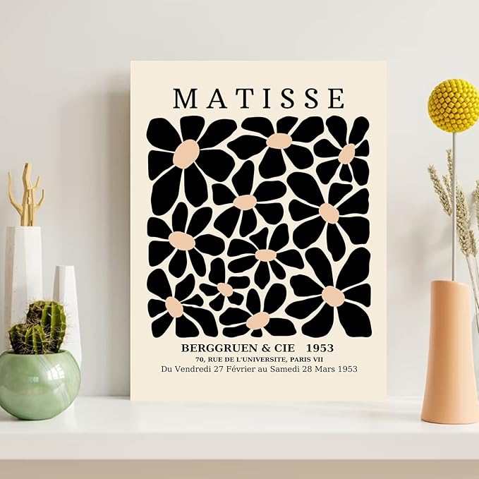FAEKSUR Framed Matisse Wall Art Set of 3, Abstract Matisse Canvas Wall Art Decor for Living Room, Minimalist Home Decor for Bedroom, Bathroom, Aesthetic Room, Office and Gallery