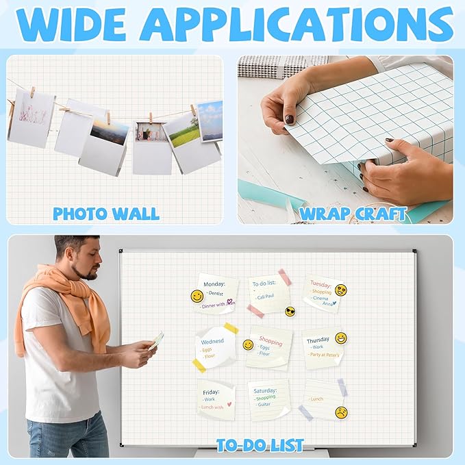 Blue Grid Graph Bulletin Board Roll Reusable Waterproof Erasable Blue Grid Non-Woven Fabric Bulletin Board Roll Loose Leaf Graph Poster for Teacher Classroom Decors Wrap Crafts 15.75" x 40ft