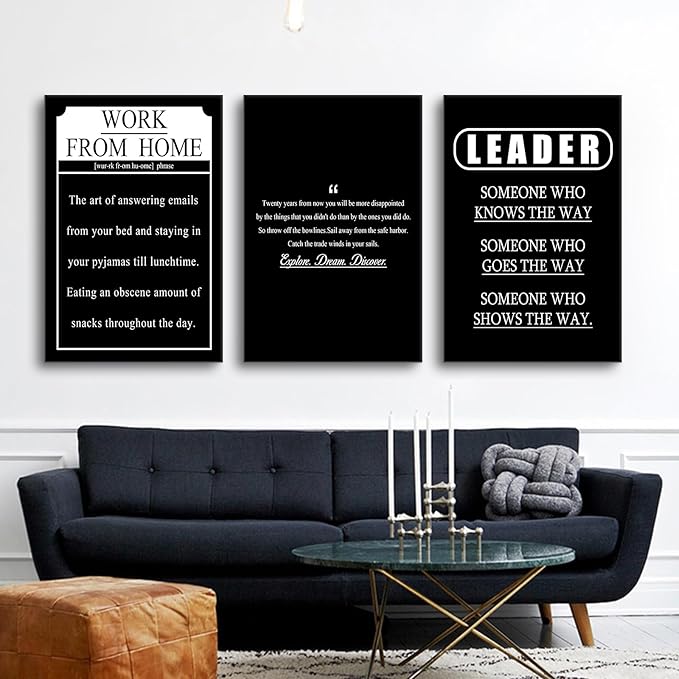 Motivational Wall Art 3 Pieces Inspirational Quotes Picture Painting Explore Dream Discover Work from Home Posters Print for Home Living Room Office Artwork Stretched and Framed [72''W X 36''H]