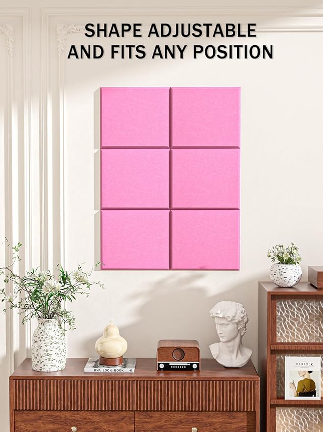 Hsurbtra Cork Board for Wall 24 x 18 Inch, 6 Pack Felt Bulletin Notice Board with Pushpins for Office Home School Farmhouse Wall Decor, Pink