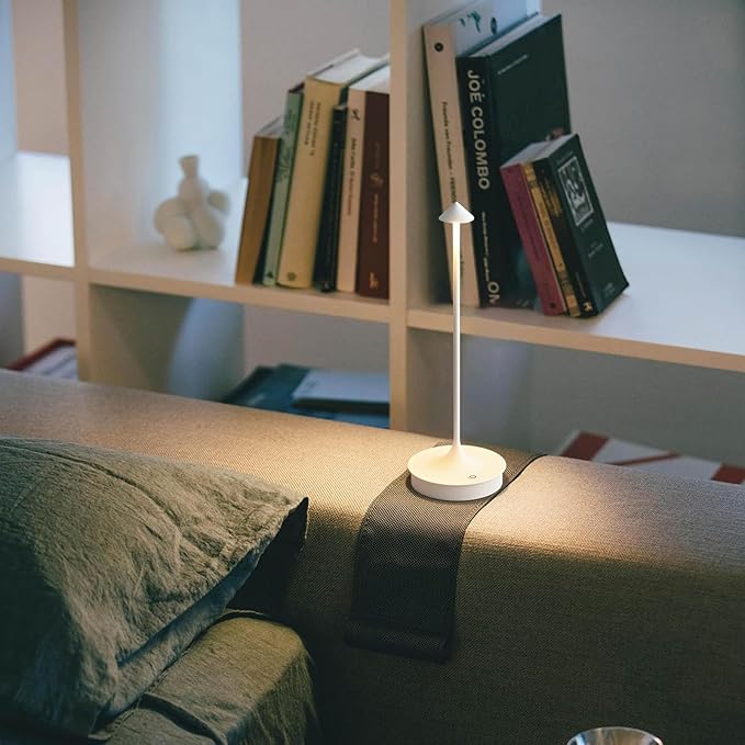 Cordless Table Lamp Rechargeable LED Battery Operated 4000mAh Table Lamp Touch Dimmable Lamp Outdoor Waterproof Portable Wireless Table Light for Dining Restaurant Bar Indoor/Outdoor Use (White-1PC)