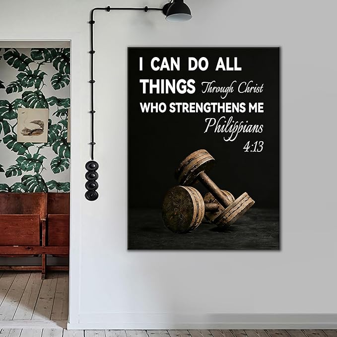 I Can Do All Things Motivational Office Wall ArtPositive Quotes Design Resilience Inspirational Picture Print Wall Decor Artwork for Modern Living Room School Gym Stretched and Framed [30''W X 40''H]