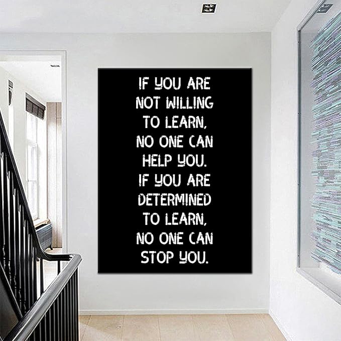 Motivational Canvas Poster Inspirational Wall Art Positive Entrepreneur Quotes Learn Picture Print Wall Decor for Living Room Office School Gym Framed Artwork [30''Wx 40''H]