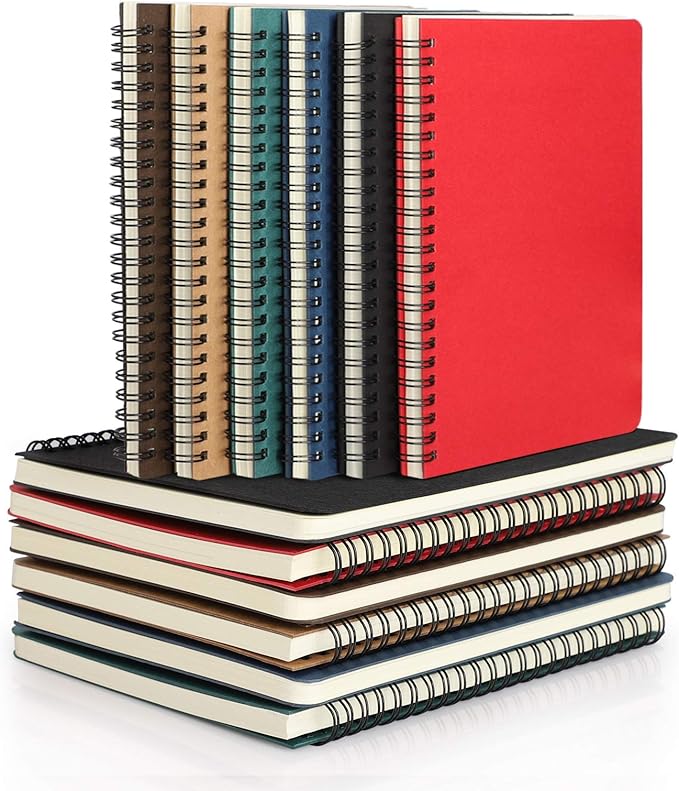 EUSOAR Students Ruled Spiral Notebook, A5 12packs 5.5"X8.3" 120 Pages Lined Travel Writing Notebooks Journal, Memo Notepad Sketchbook, Students Office Business Diary Ruled Book Journal-6 Colors
