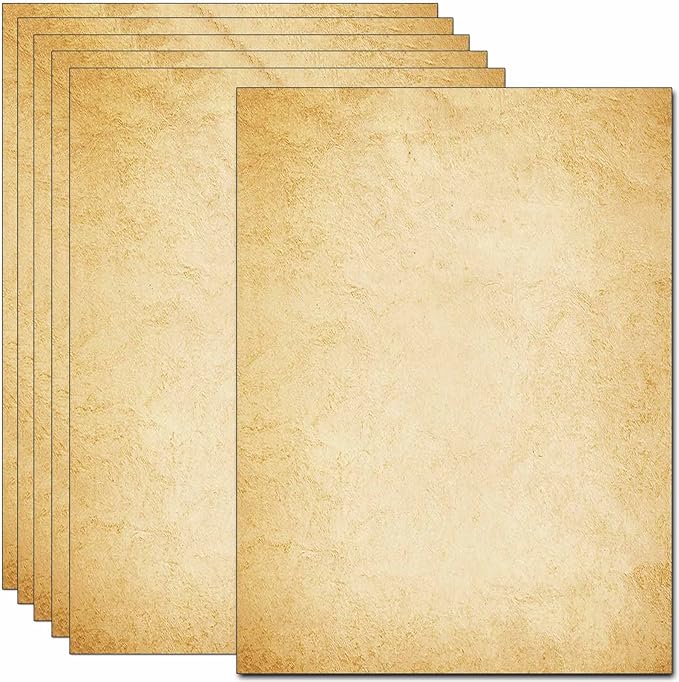 50 DUGUTUL Old Looking Vintage Design Stationery Paper, 8.5 x 11 in, Double Sided, Textured, Printer Friendly for Invitation, Letter, Resume, Award, Diploma, Art, Craft, Certificate (A)