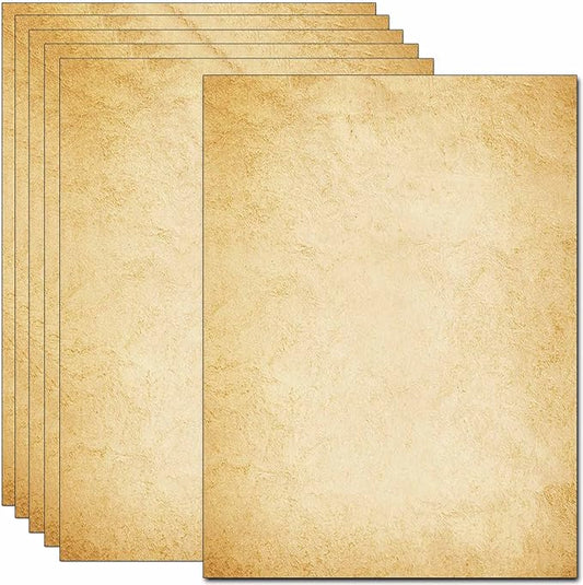 50 DUGUTUL Old Looking Vintage Design Stationery Paper, 8.5 x 11 in, Double Sided, Textured, Printer Friendly for Invitation, Letter, Resume, Award, Diploma, Art, Craft, Certificate (A)