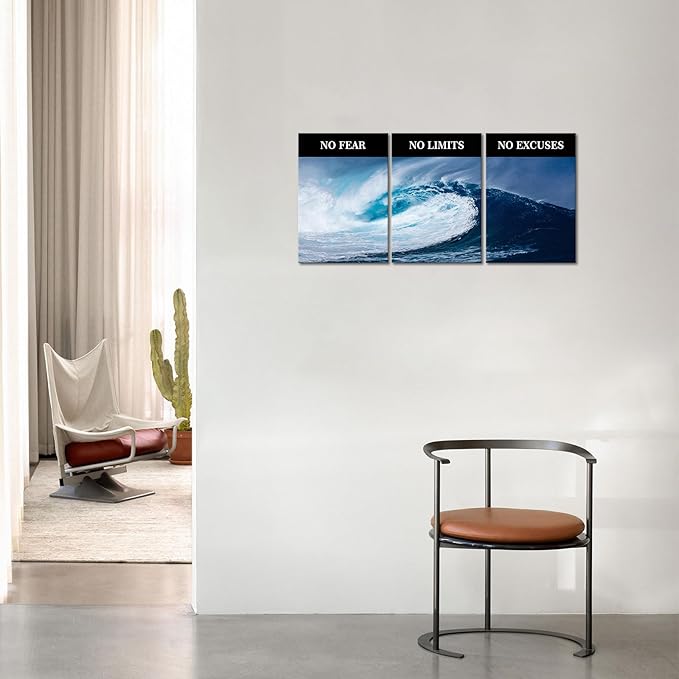 Motivational Wall Decor No Limits Inspirational for Office Quotes Pictures Motivational Posters Framed Canvas Wall Art Prints Artwork Office Wall Decor Bedroom Living Room Ready to Hang
