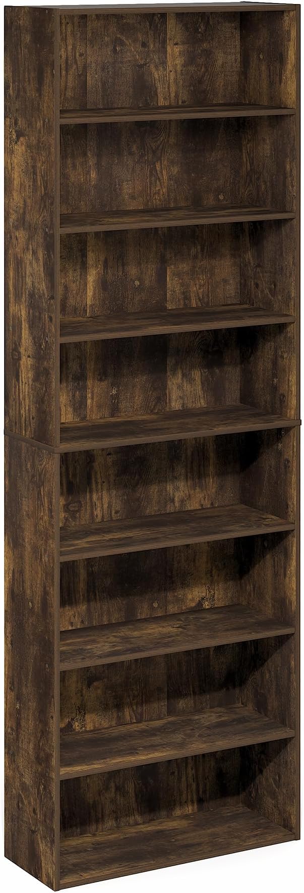 Furinno Basic Book Shelf, 8-Tier Bookcase with Open Shelf, Standing Bookshelf, Cube Storage Organizer, 12 x 24 x 71, for Living Room, Bedroom, Home Office, Amber Pine